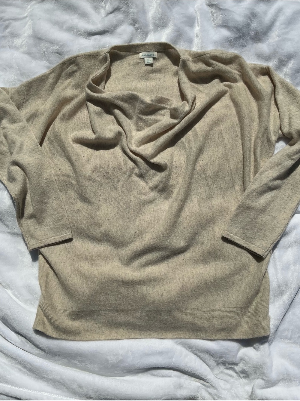 Sundance Neutral Beige Cowl Neck Sweater
